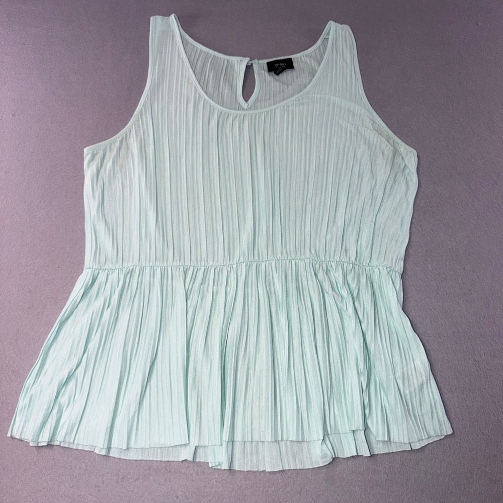 Mossimo Peplum Tank Top Women XL Mint Green Pleated Babydoll Sleeveless